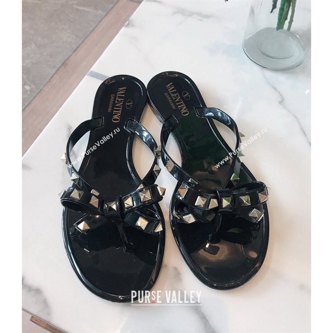 Valentino PVC Stud Flat Flip-flops Black 2021 (ME-210804052)