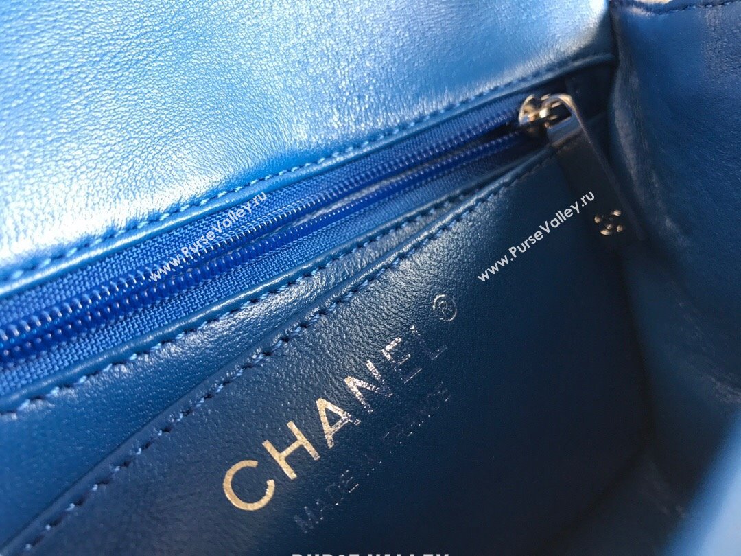 Chanel Lambskin Mini Square Classic Flap Bag A01115 Blue/Silver 2024 (YUND-24070203)