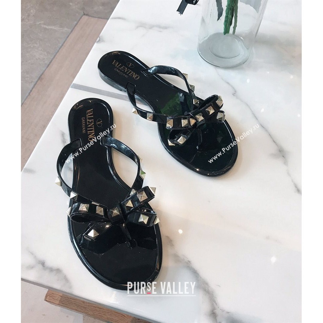 Valentino PVC Stud Flat Flip-flops Black 2021 (ME-210804052)