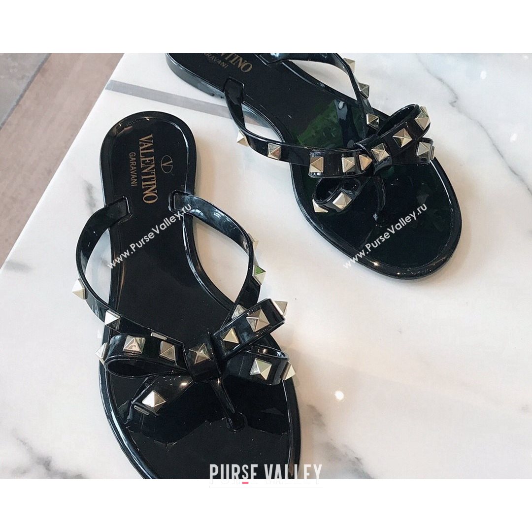 Valentino PVC Stud Flat Flip-flops Black 2021 (ME-210804052)