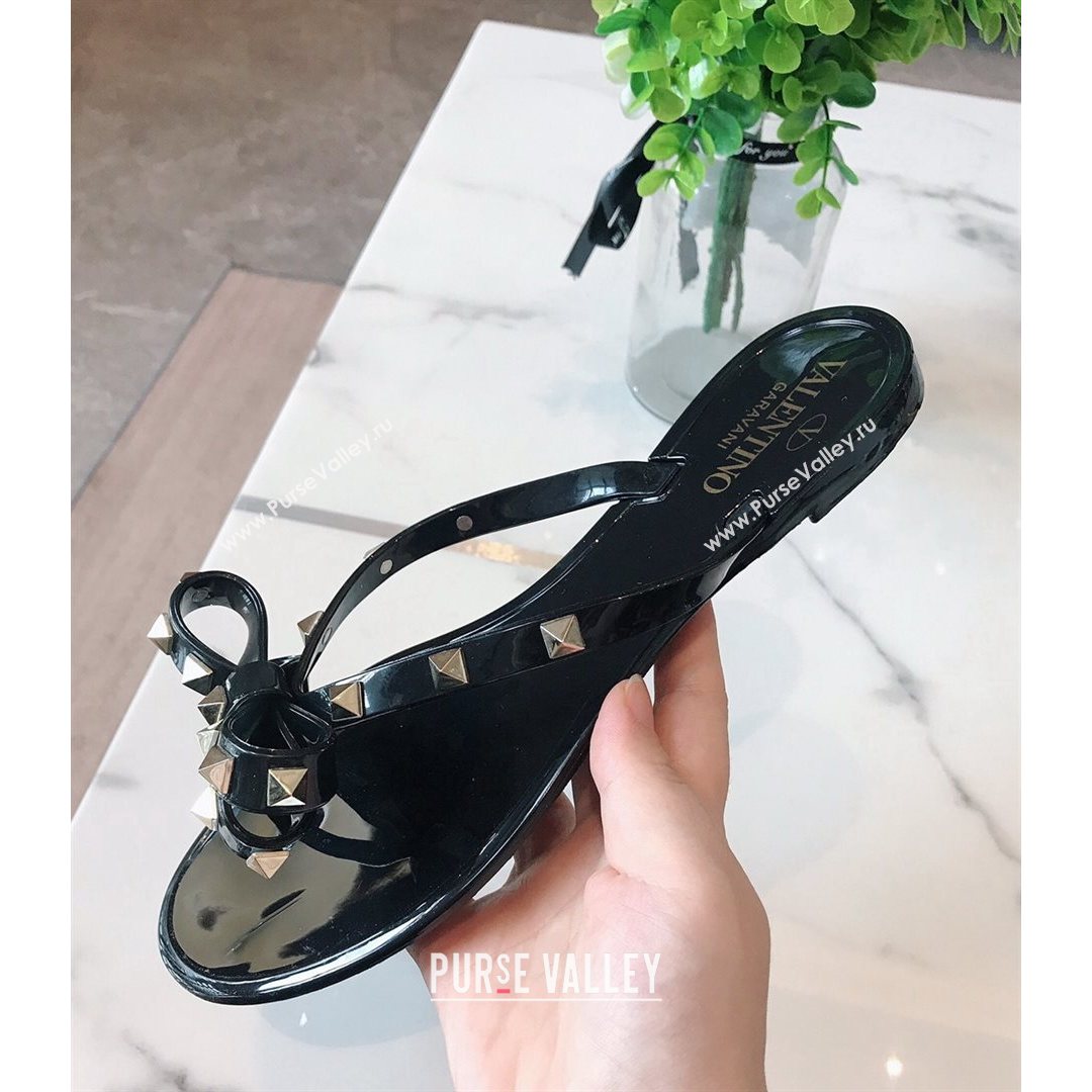 Valentino PVC Stud Flat Flip-flops Black 2021 (ME-210804052)