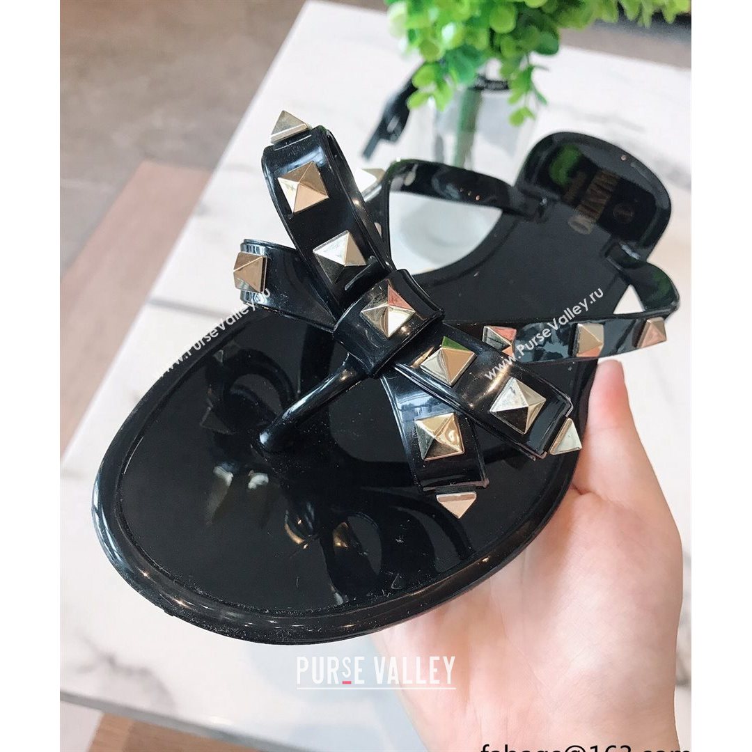 Valentino PVC Stud Flat Flip-flops Black 2021 (ME-210804052)