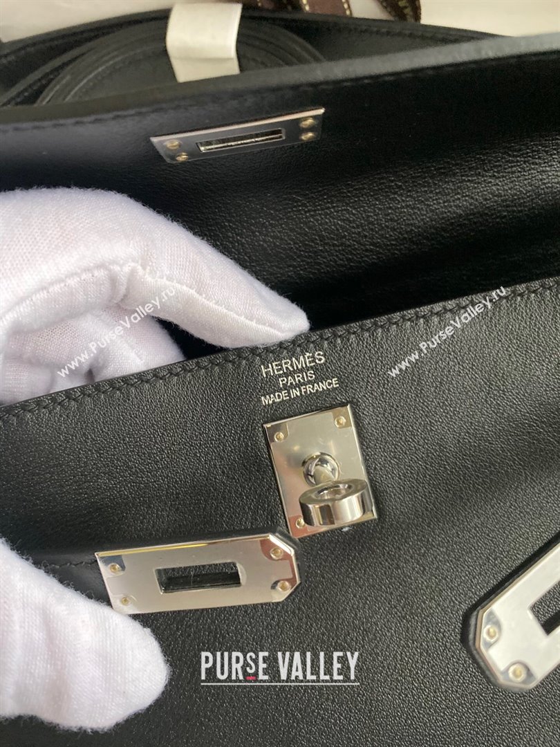 Hermes Kelly Moove Bag in Original Swift Leather Black/Silver 2024(Full Handmade) (XYA-2405151338)
