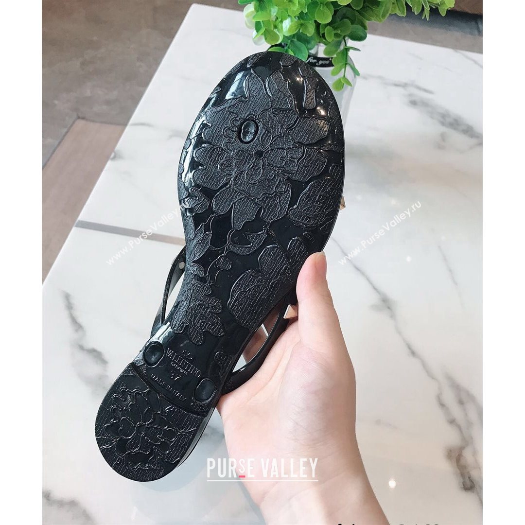 Valentino PVC Stud Flat Flip-flops Black 2021 (ME-210804052)