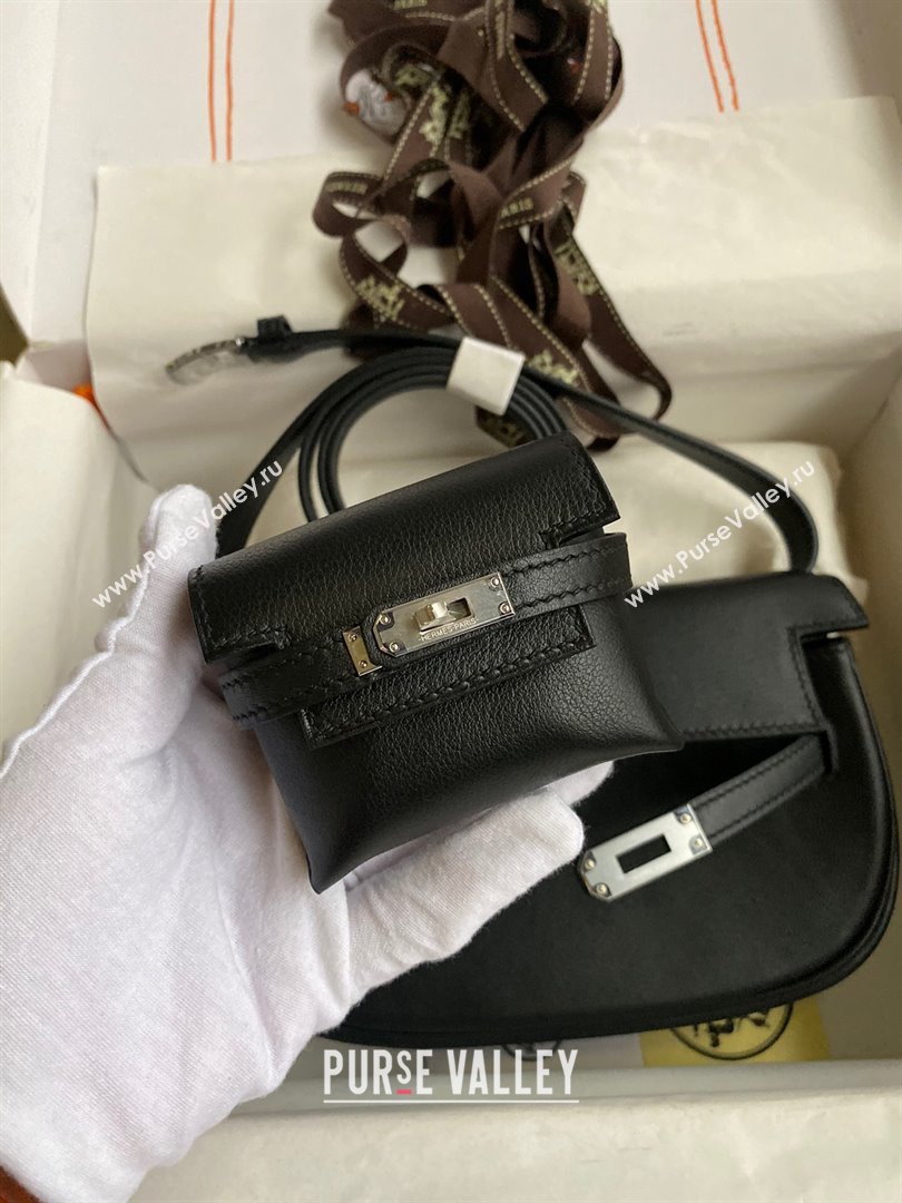 Hermes Kelly Moove Bag in Original Swift Leather Black/Silver 2024(Full Handmade) (XYA-2405151338)