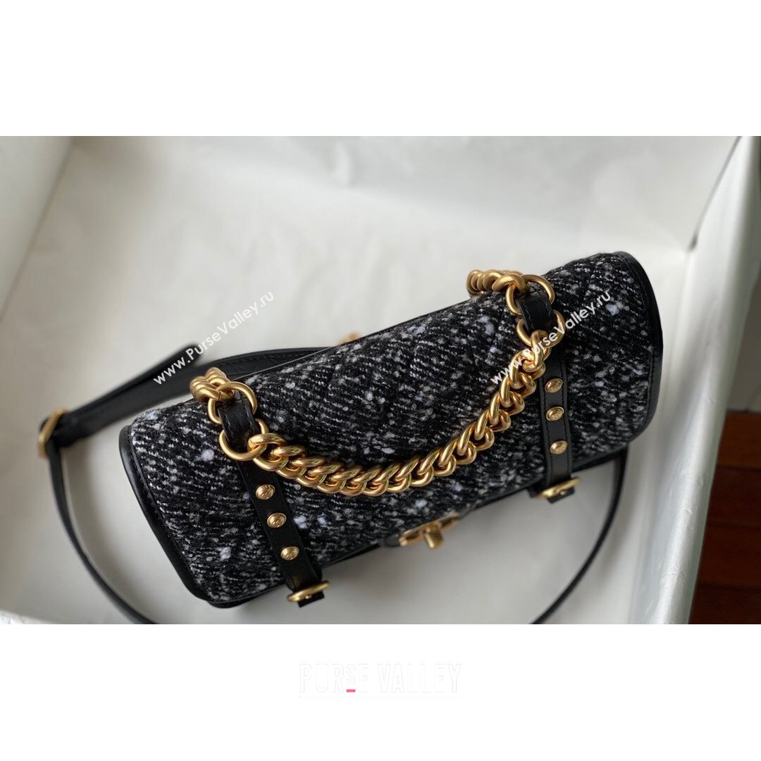 Chanel Tweed & Aged Calfskin Messenger Flap Bag AS2696 Black/White 2021 (SM-21082735)
