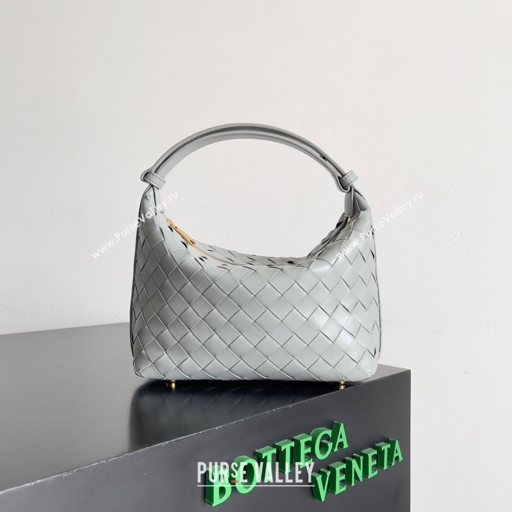 Bottega Veneta Mini Wallace Shoulder Bag in Intrecciato Soft Calfskin Leather 754443 Agate grey 2024 (MS-240119111)