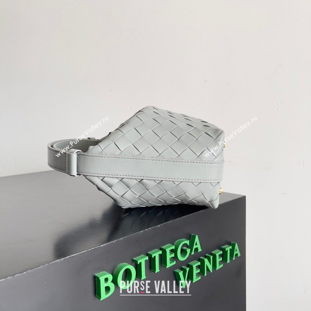 Bottega Veneta Mini Wallace Shoulder Bag in Intrecciato Soft Calfskin Leather 754443 Agate grey 2024 (MS-240119111)