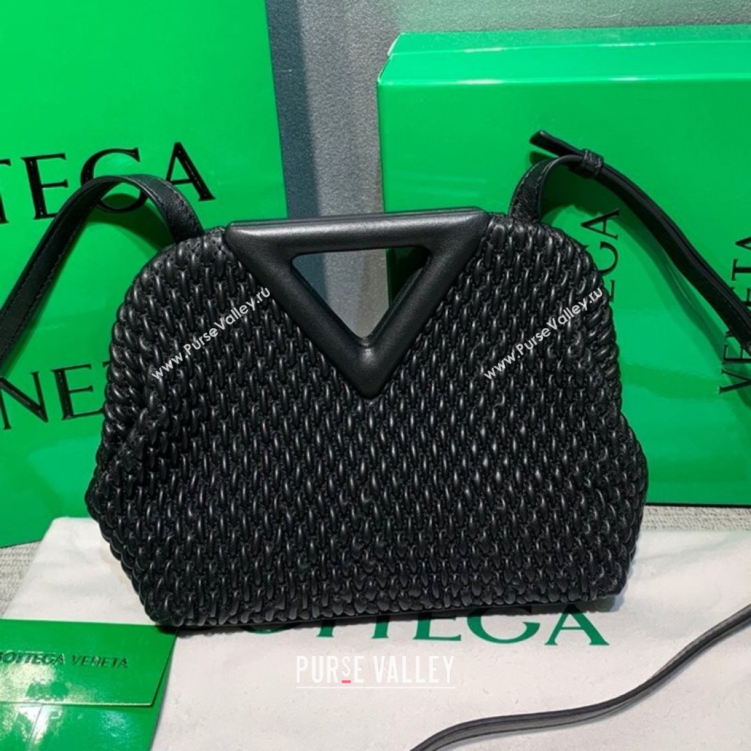 Bottega Veneta Small Point Top Handle Bag in Lozenge Quilted Leather Black 2021 (MS-21080605)