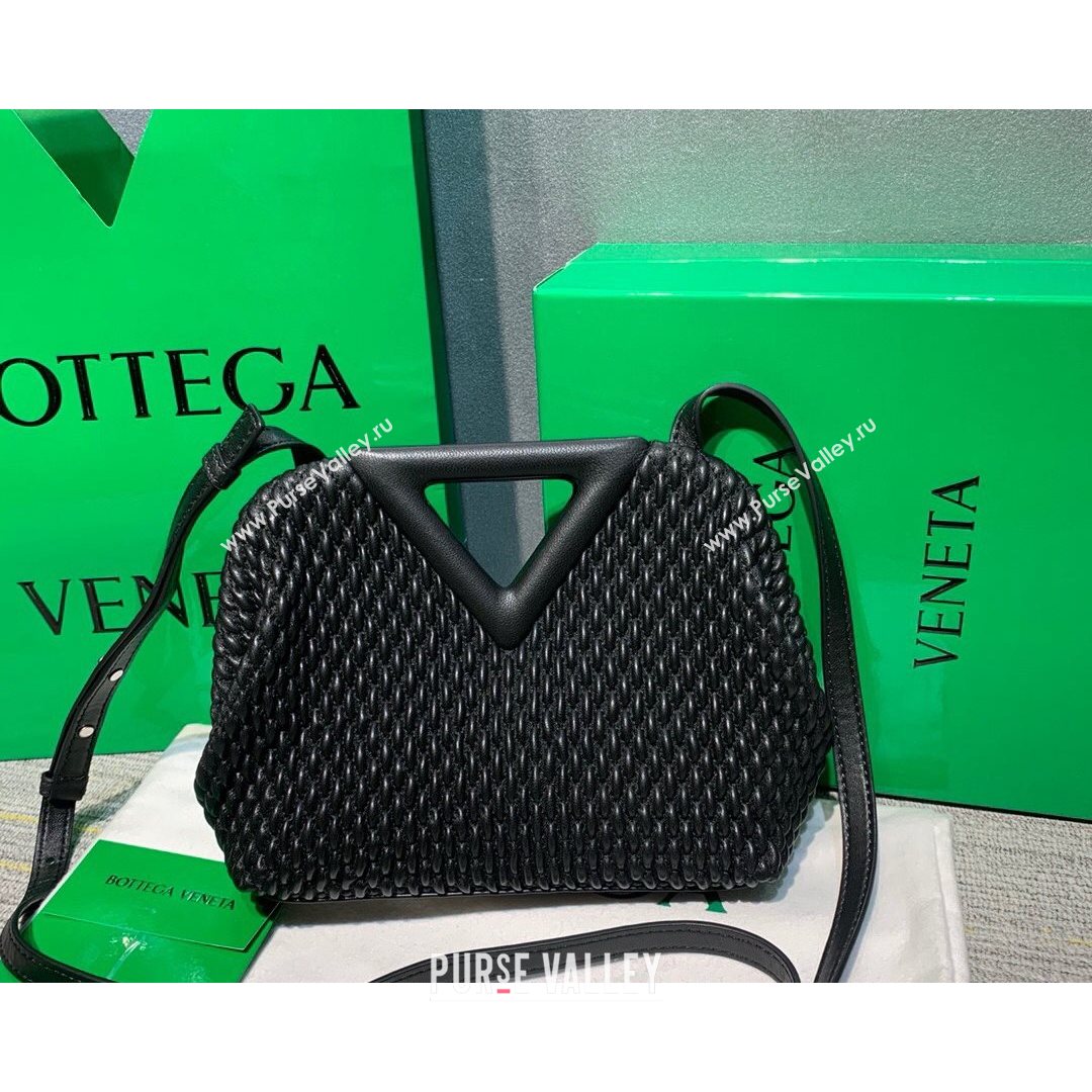 Bottega Veneta Small Point Top Handle Bag in Lozenge Quilted Leather Black 2021 (MS-21080605)