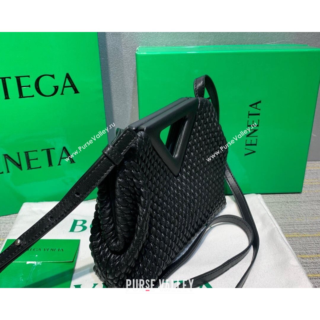 Bottega Veneta Small Point Top Handle Bag in Lozenge Quilted Leather Black 2021 (MS-21080605)