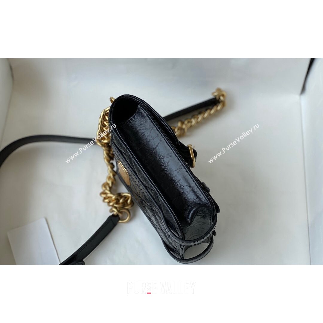 Chanel Aged Calfskin Messenger Mini Flap Bag AS2695 Black/Gold 2021 (SM-21082737)