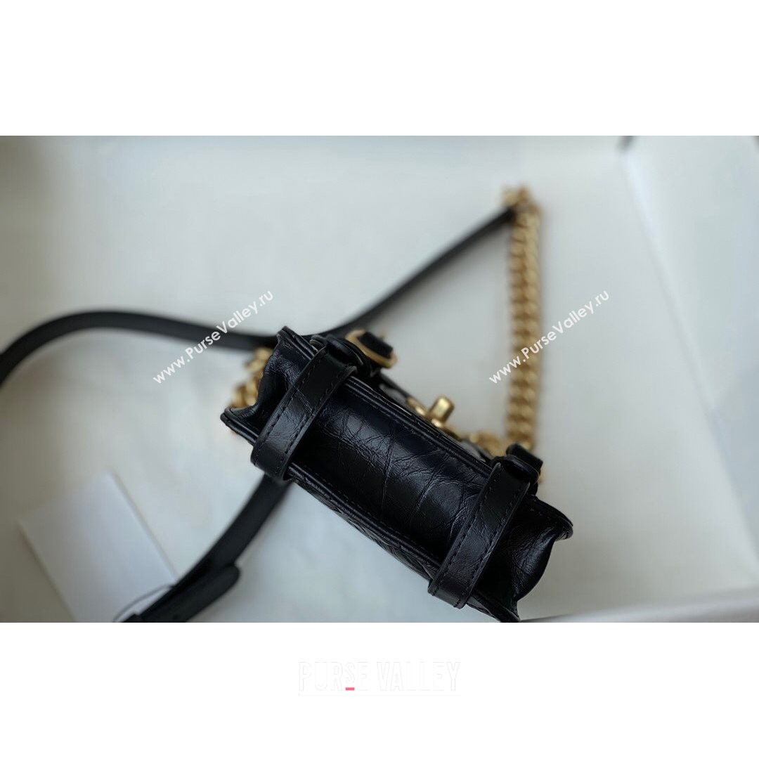 Chanel Aged Calfskin Messenger Mini Flap Bag AS2695 Black/Gold 2021 (SM-21082737)