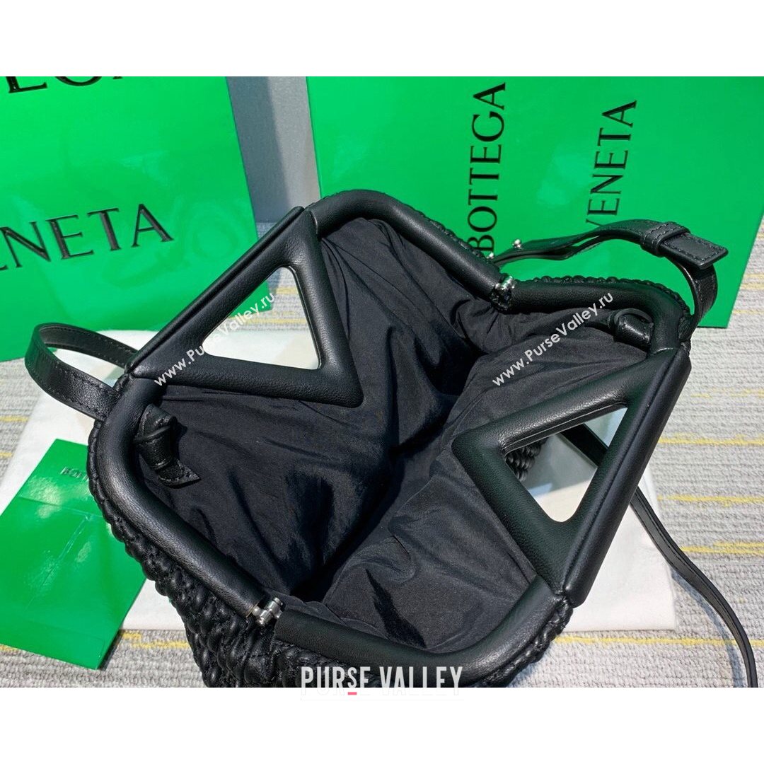 Bottega Veneta Small Point Top Handle Bag in Lozenge Quilted Leather Black 2021 (MS-21080605)