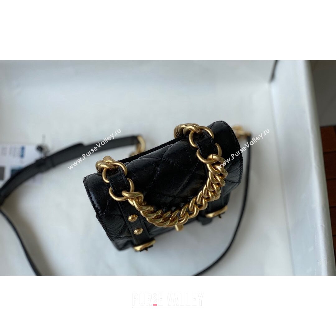 Chanel Aged Calfskin Messenger Mini Flap Bag AS2695 Black/Gold 2021 (SM-21082737)