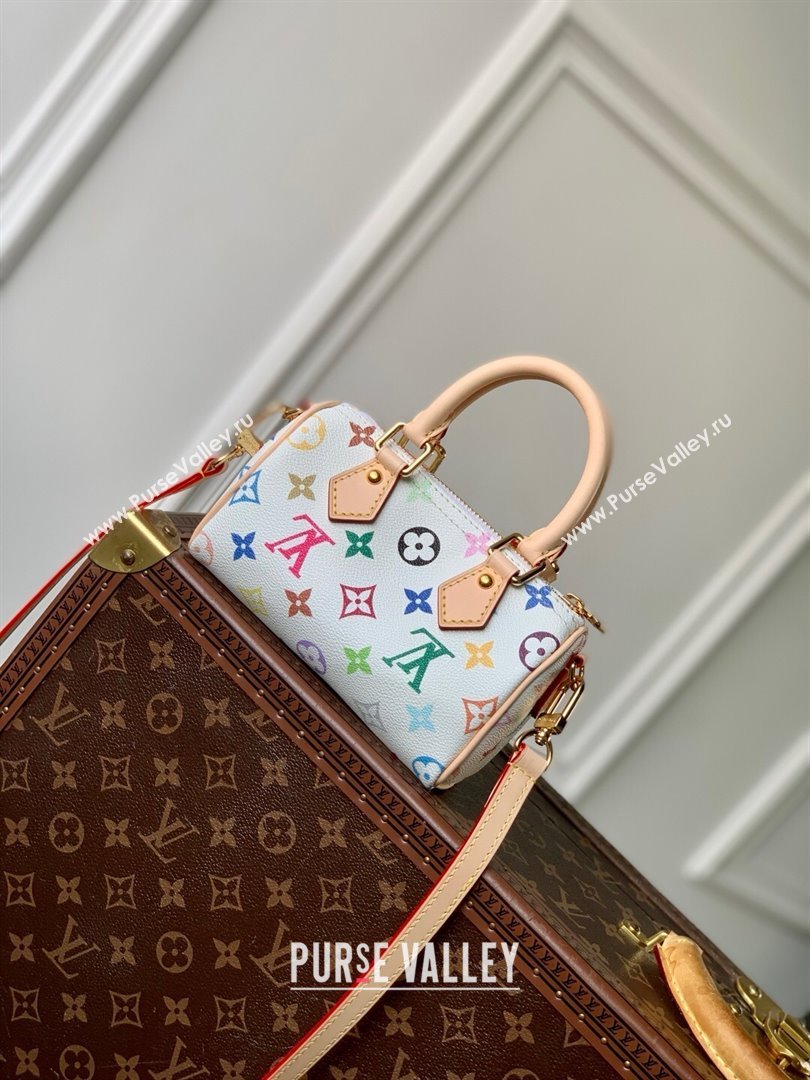 Louis Vuitton LV x TM Nano Speedy Bag in Multicolored Monogram Canvas M13391 White 2025 (K-25030304)