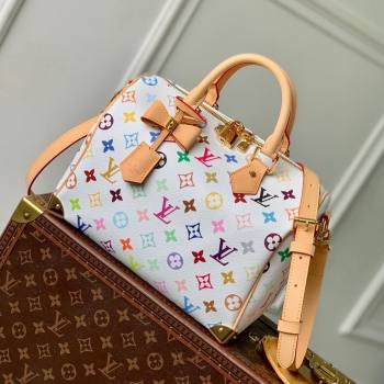 Louis Vuitton LV x TM Speedy Bandouliere 25 Bag in Multicolored Monogram Canvas M13085 White 2025 (K-25030305)