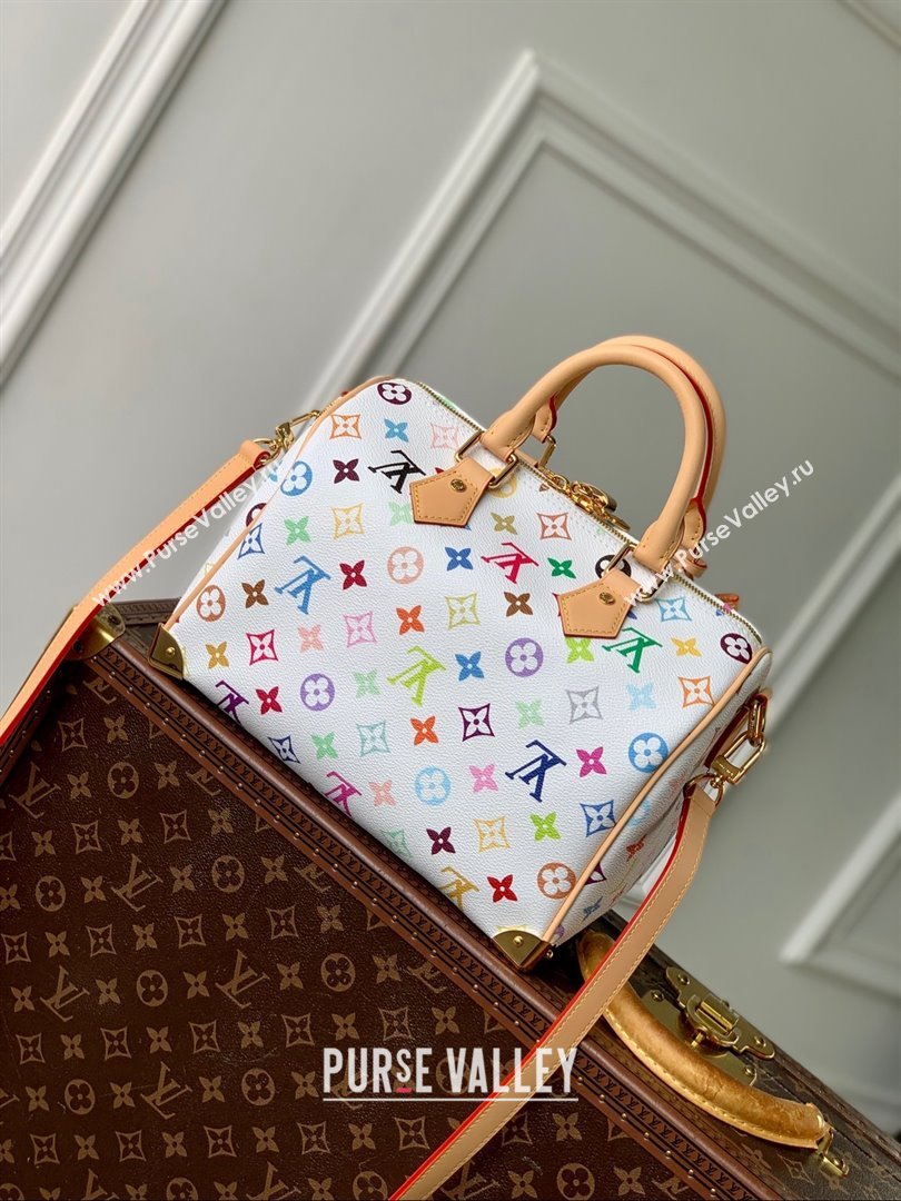Louis Vuitton LV x TM Speedy Bandouliere 25 Bag in Multicolored Monogram Canvas M13085 White 2025 (K-25030305)