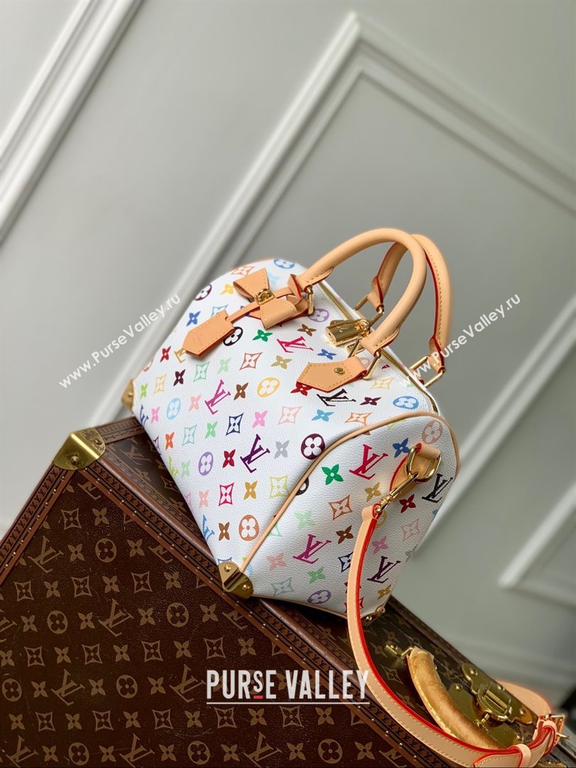 Louis Vuitton LV x TM Speedy Bandouliere 25 Bag in Multicolored Monogram Canvas M13085 White 2025 (K-25030305)