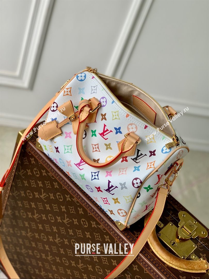 Louis Vuitton LV x TM Speedy Bandouliere 25 Bag in Multicolored Monogram Canvas M13085 White 2025 (K-25030305)