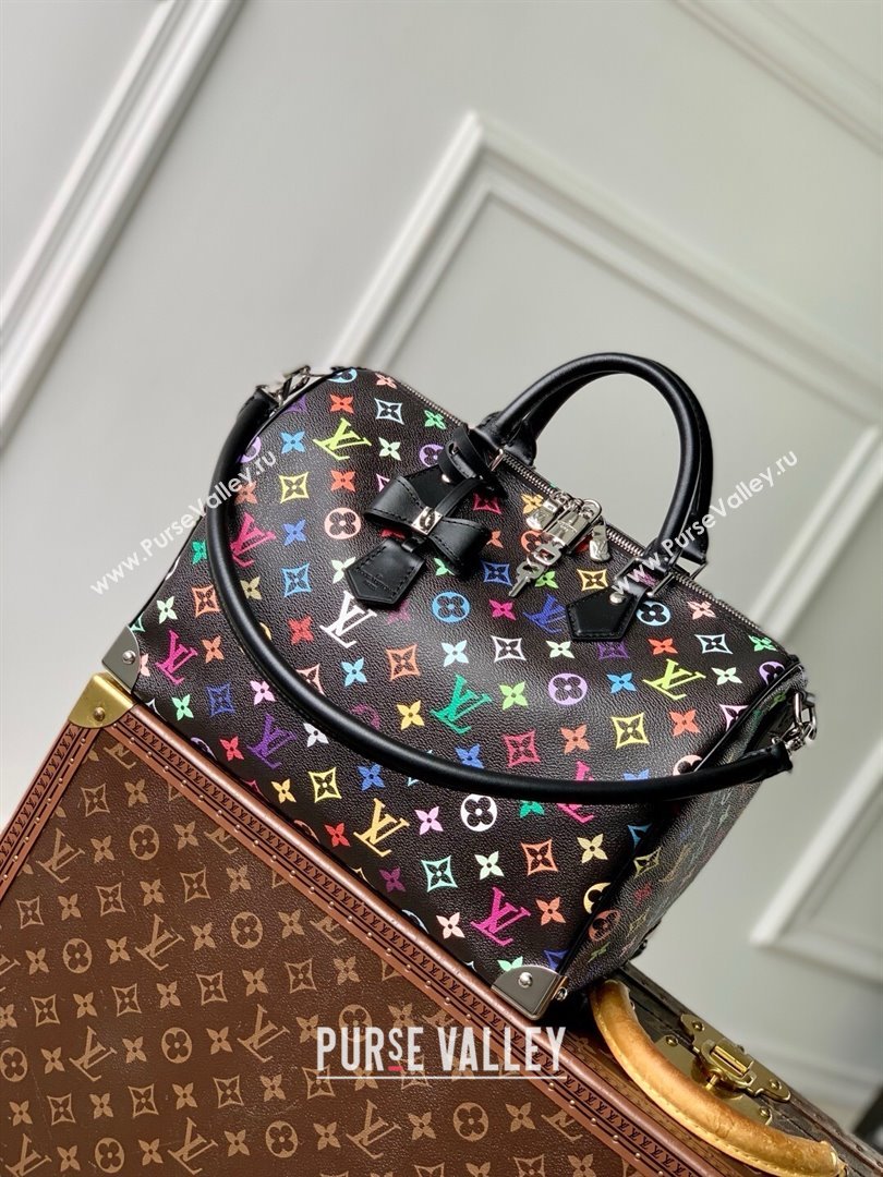 Louis Vuitton LV x TM Speedy Soft 30 Bag in Multicolored Monogram Canvas M13257 Black 2025 (K-25030306)