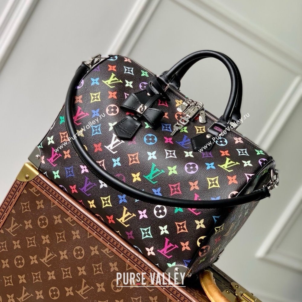 Louis Vuitton LV x TM Speedy Soft 30 Bag in Multicolored Monogram Canvas M13257 Black 2025 (K-25030306)