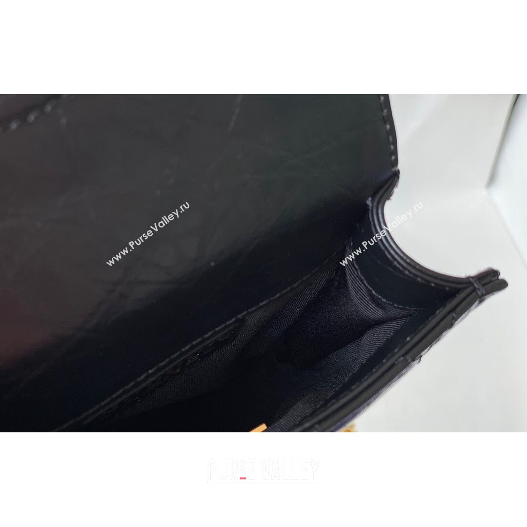 Chanel Aged Calfskin Messenger Mini Flap Bag AS2695 Black/Gold 2021 (SM-21082737)