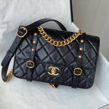 Chanel Aged Calfskin Messenger Flap Bag AS2696 Black/Gold 2021 (SM-21082739)