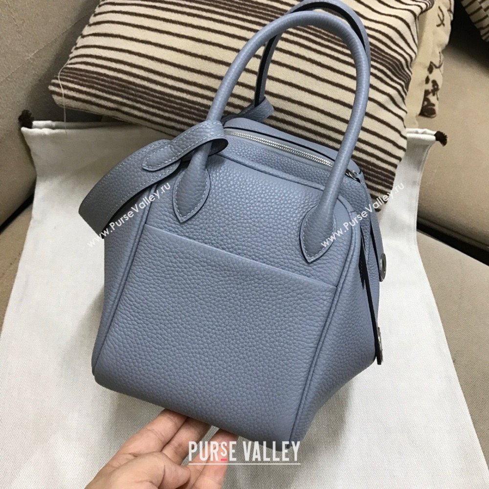 Hermes Lindy 26/30 Bag in Original Taurillon Clemence Leather Linen Blue/Silver 2024(Full Handmade) (XYA-24051502)