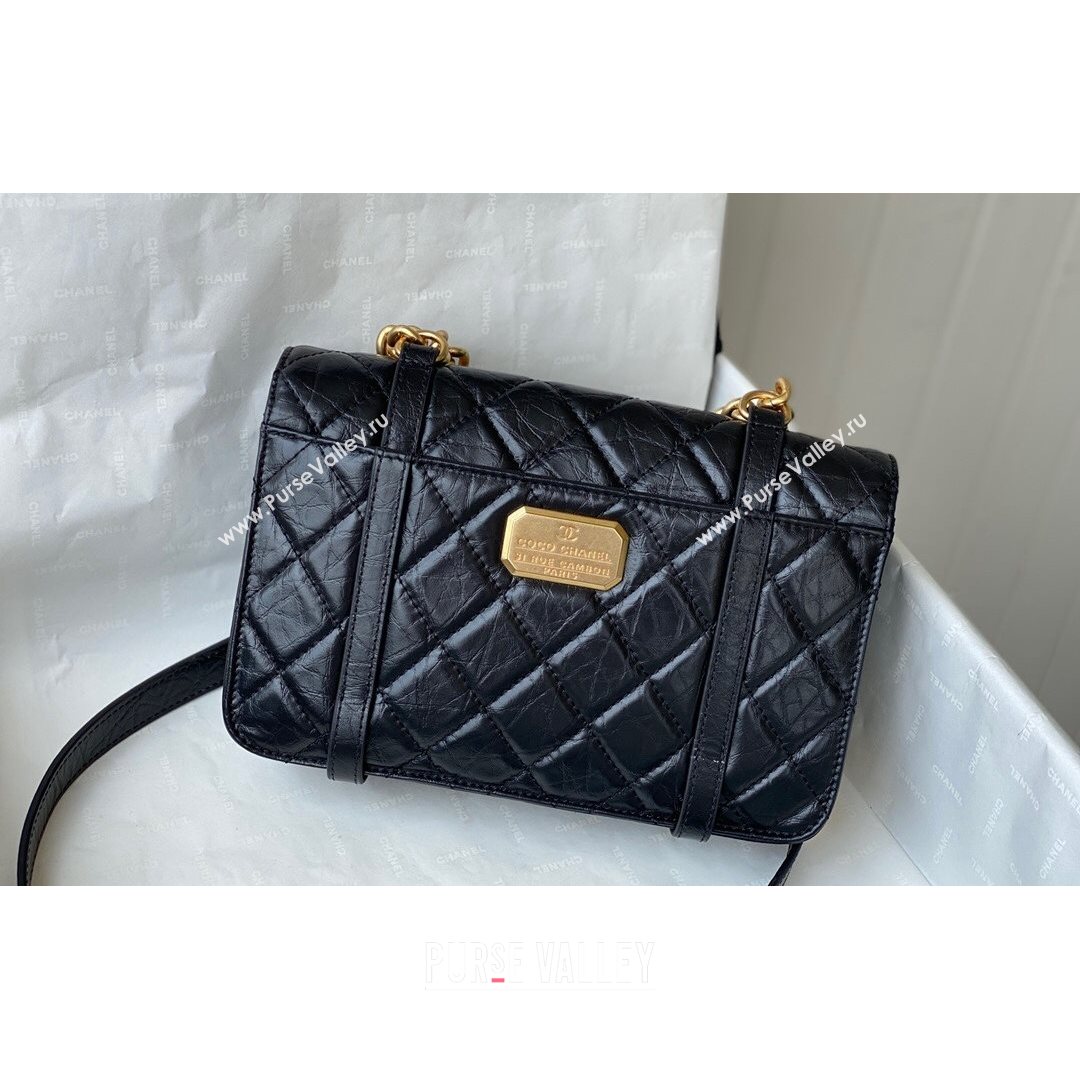 Chanel Aged Calfskin Messenger Flap Bag AS2696 Black/Gold 2021 (SM-21082739)