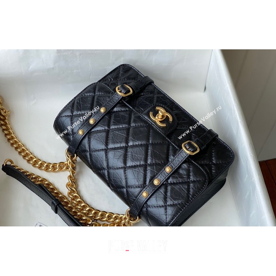Chanel Aged Calfskin Messenger Flap Bag AS2696 Black/Gold 2021 (SM-21082739)