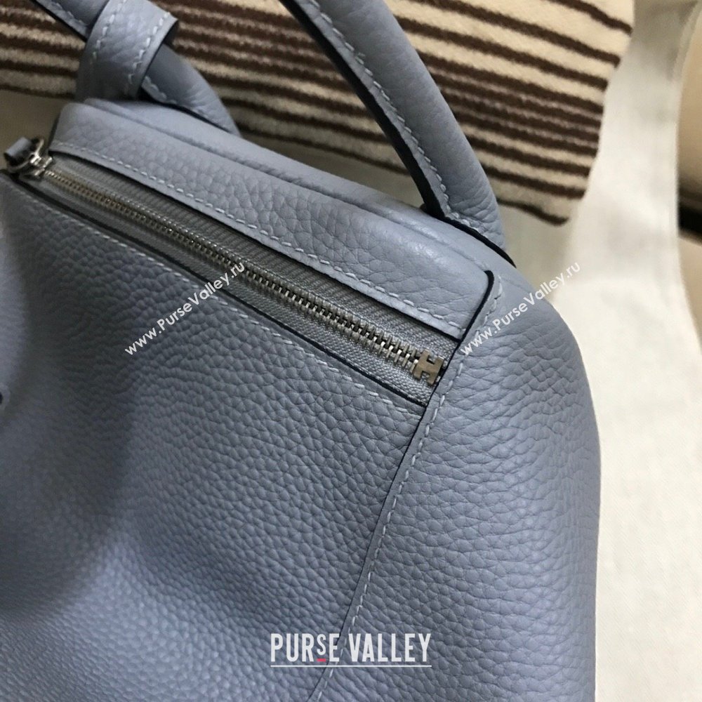 Hermes Lindy 26/30 Bag in Original Taurillon Clemence Leather Linen Blue/Silver 2024(Full Handmade) (XYA-24051502)