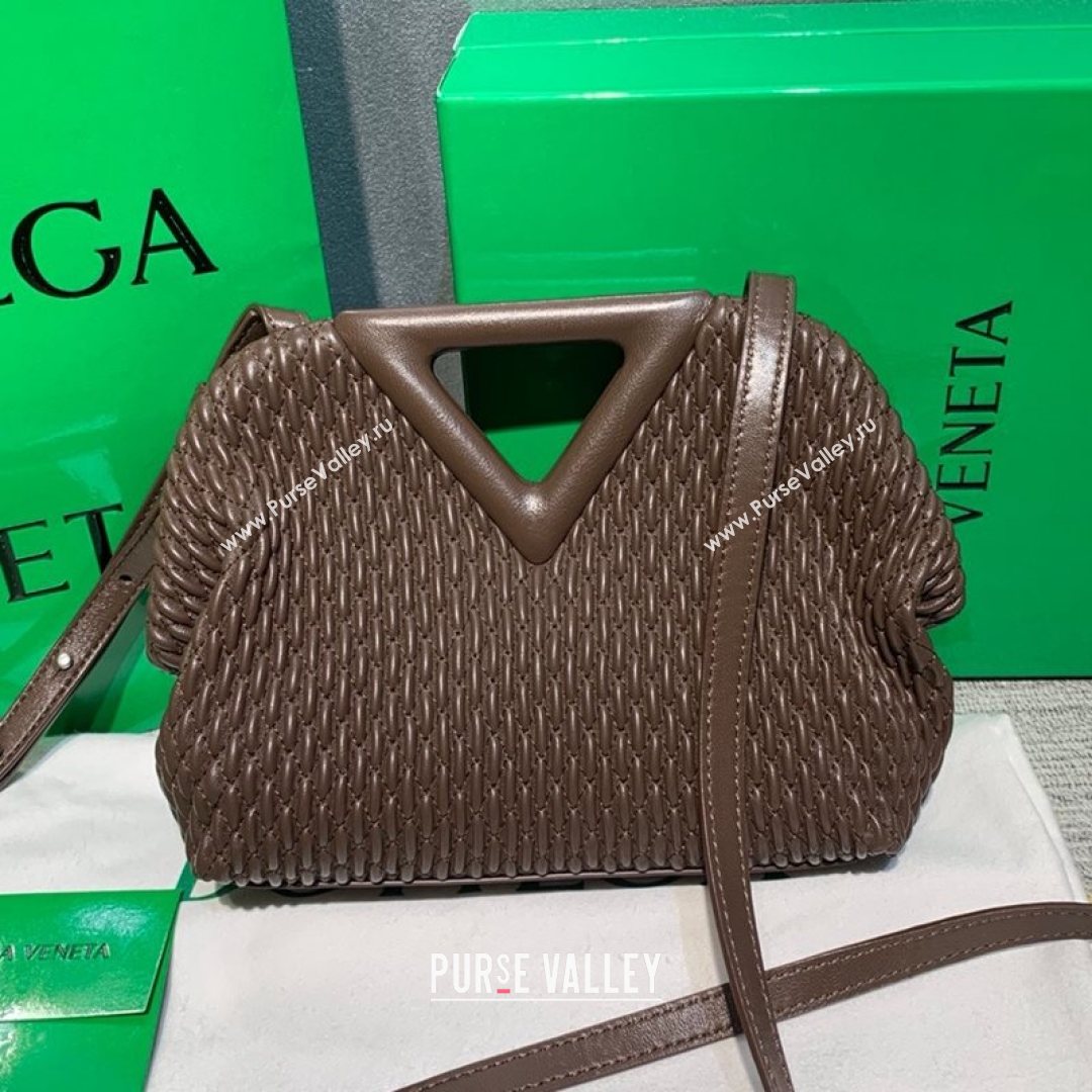 Bottega Veneta Small Point Top Handle Bag in Lozenge Quilted Leather Fondant Brown 2021 (MS-21080608)