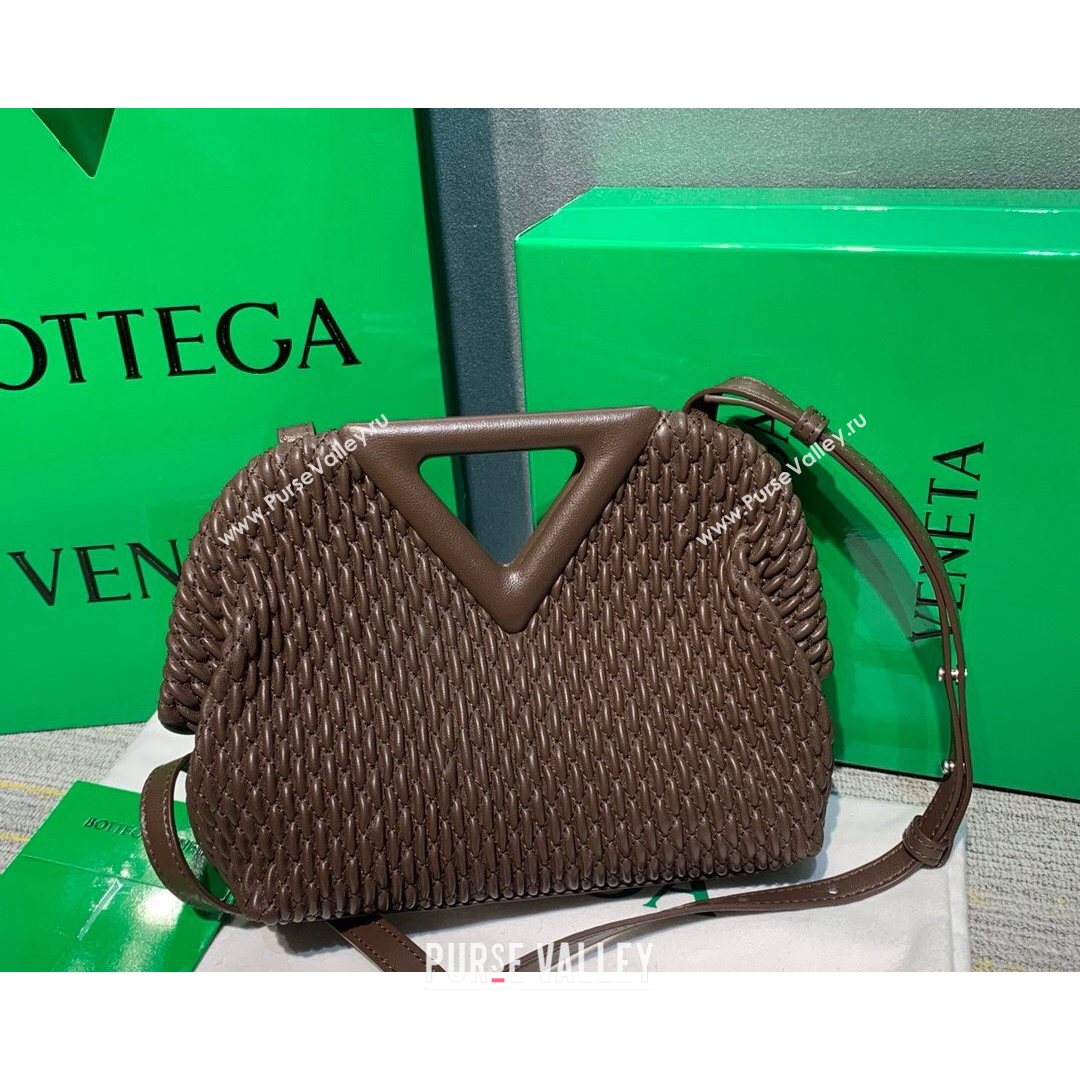 Bottega Veneta Small Point Top Handle Bag in Lozenge Quilted Leather Fondant Brown 2021 (MS-21080608)