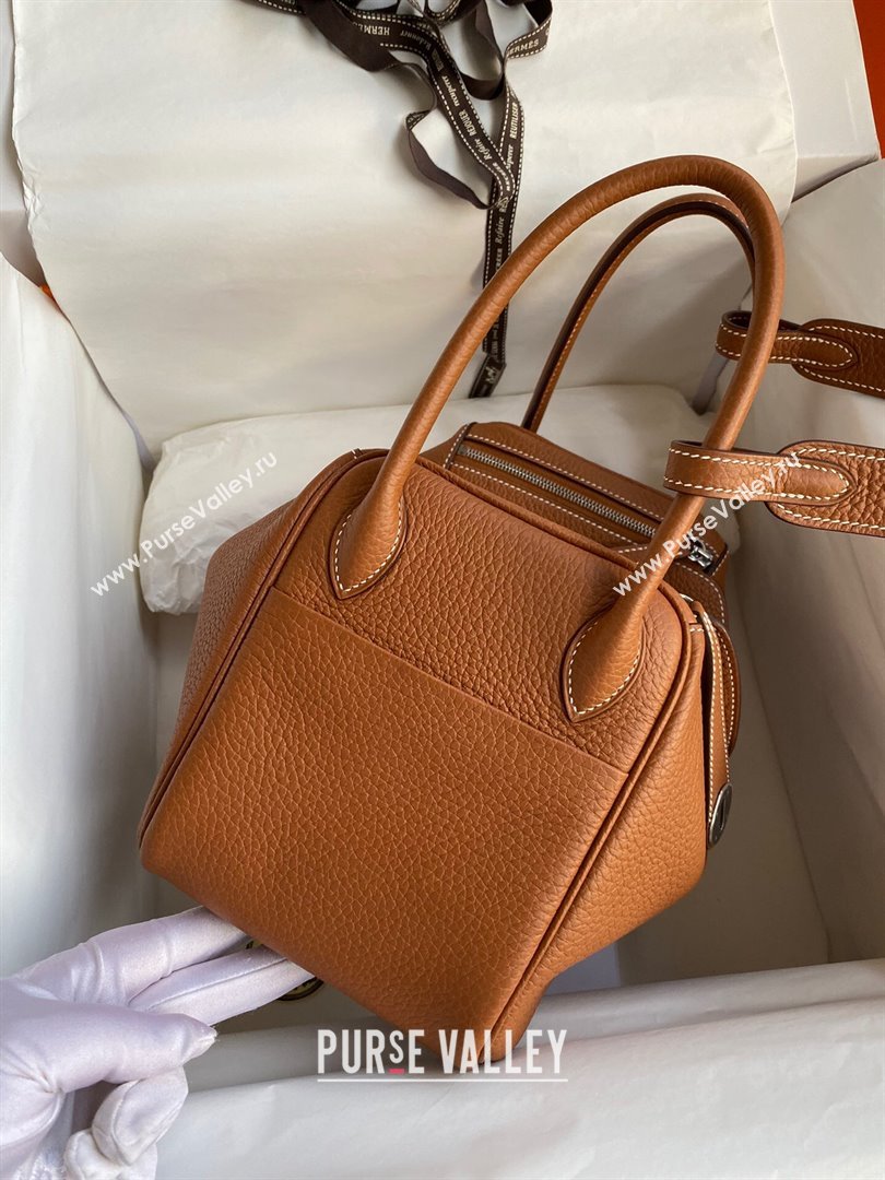 Hermes Lindy 26/30 Bag in Original Taurillon Clemence Leather Brown/Silver 2024(Full Handmade) (XYA-24051503)