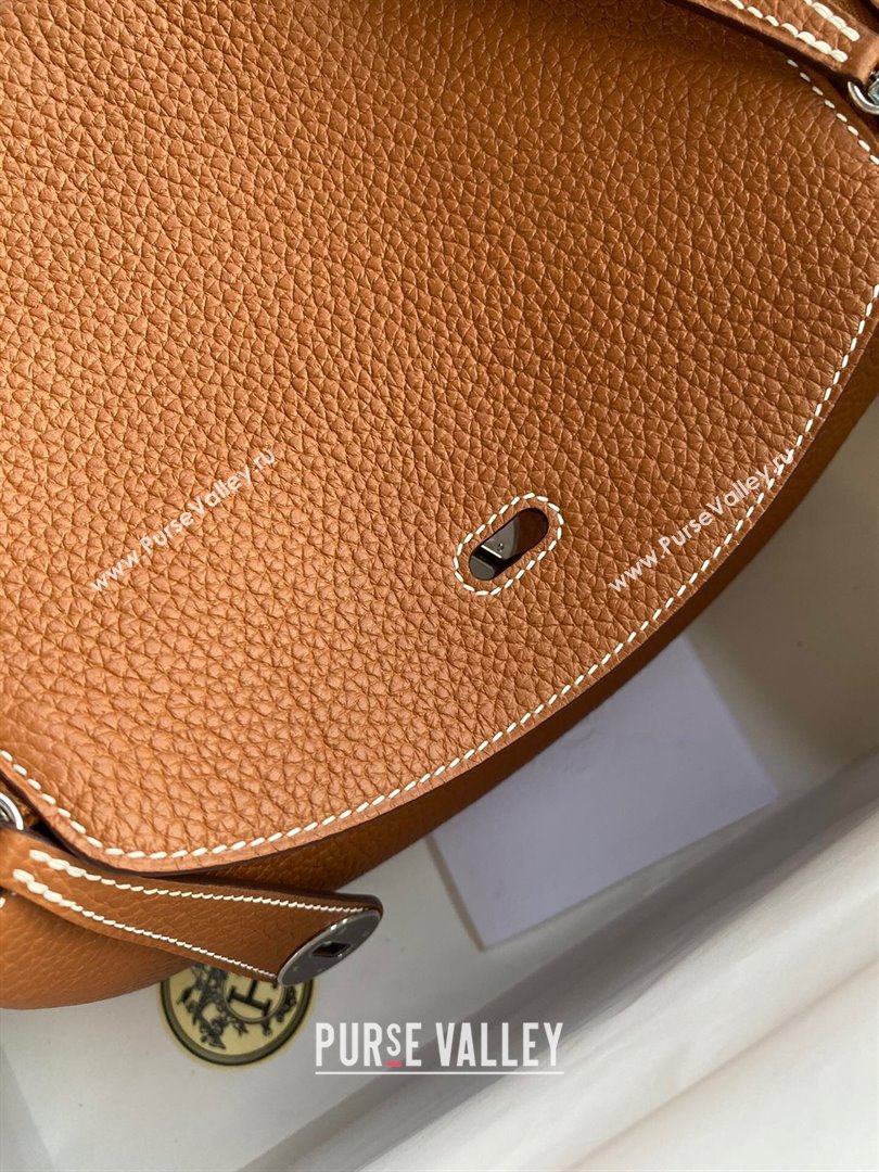 Hermes Lindy 26/30 Bag in Original Taurillon Clemence Leather Brown/Silver 2024(Full Handmade) (XYA-24051503)