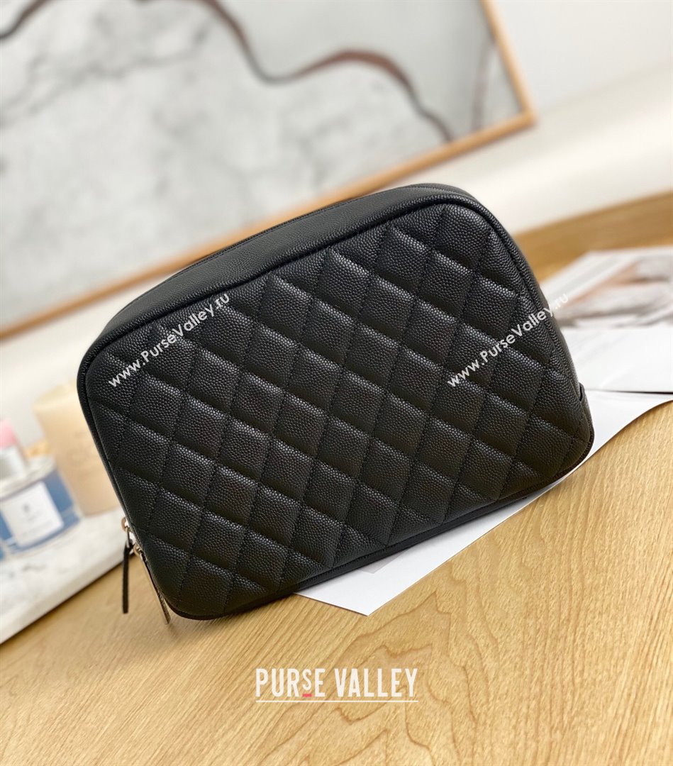 Chanel Grained Leather Small Cosmetic Vanity Pouch Black 2022 03 (YF-22022824)