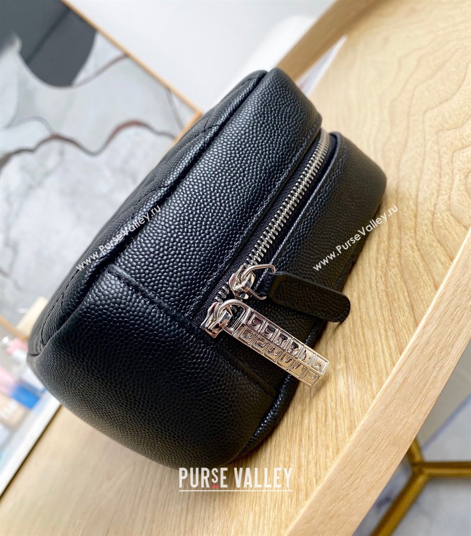 Chanel Grained Leather Small Cosmetic Vanity Pouch Black 2022 03 (YF-22022824)