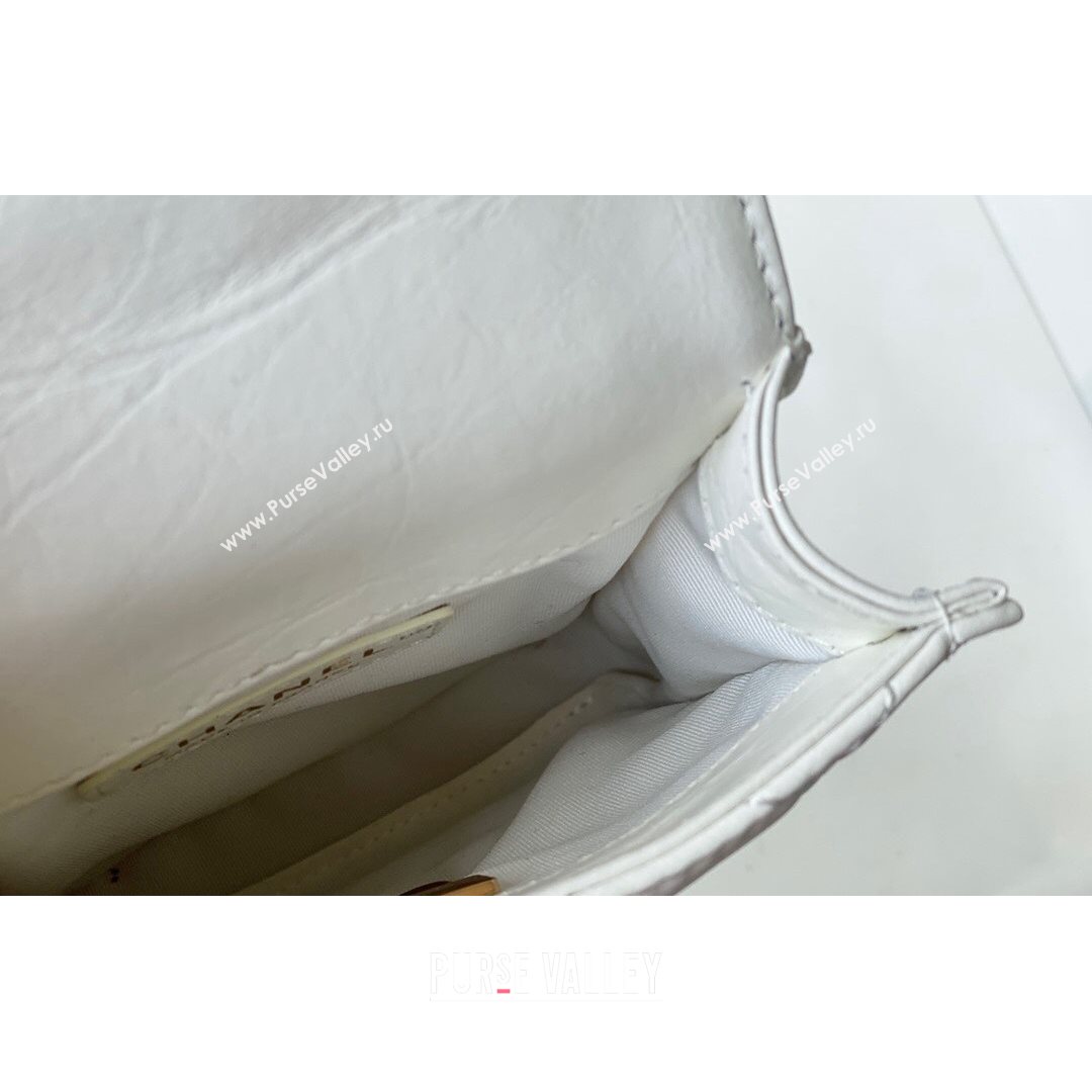 Chanel Aged Calfskin Messenger Mini Flap Bag AS2695 White/Gold 2021 (SM-21082736)