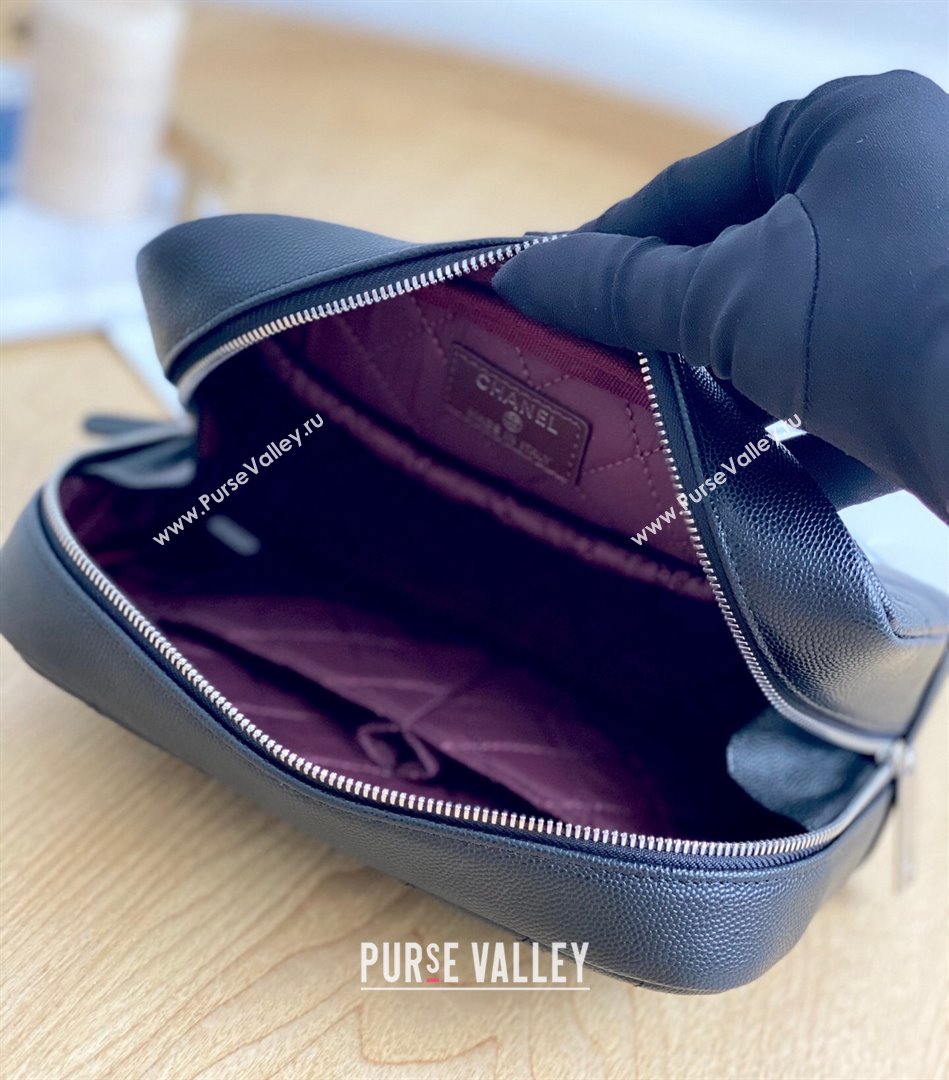 Chanel Grained Leather Small Cosmetic Vanity Pouch Black 2022 03 (YF-22022824)