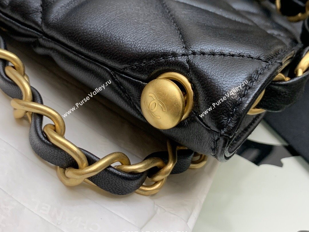 Chanel Folded Leather Maxi Hobo Bag Black 2024 (YEZI-24032203)