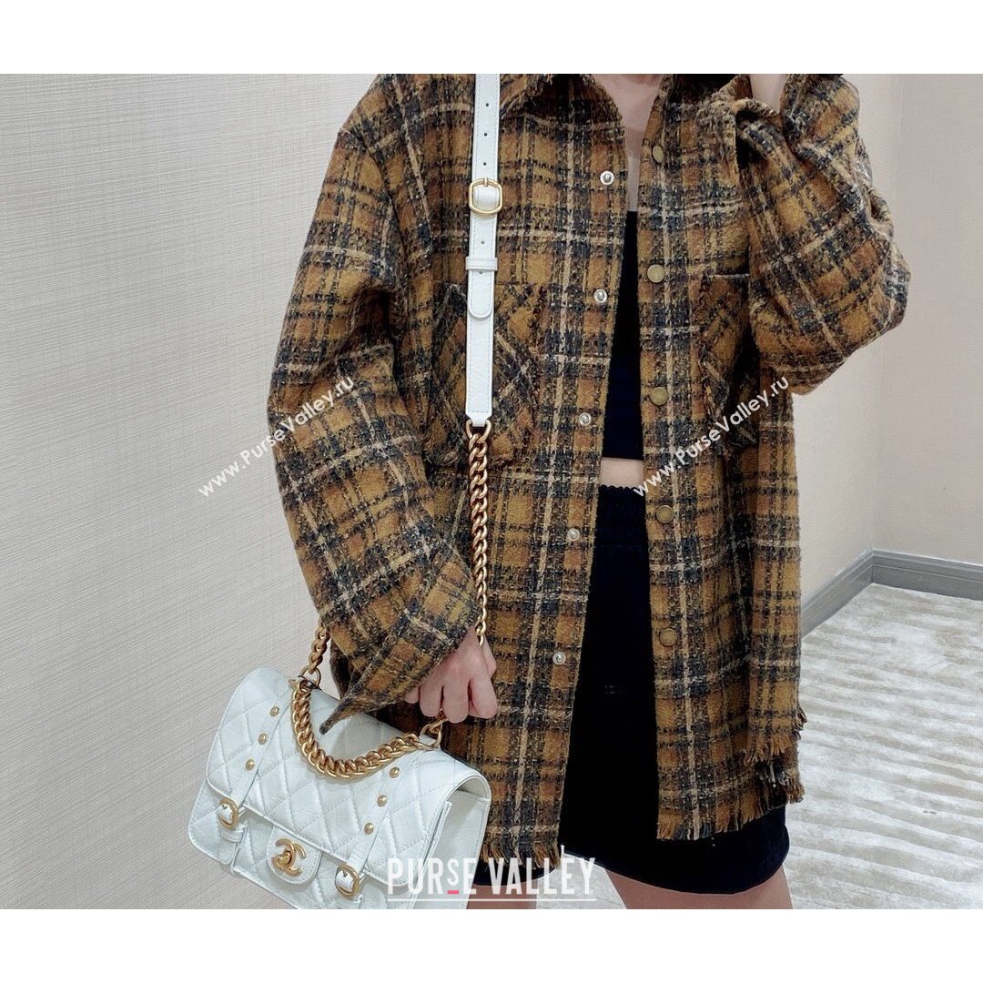 Chanel Aged Calfskin Messenger Flap Bag AS2696 White/Gold 2021 (SM-21082738)