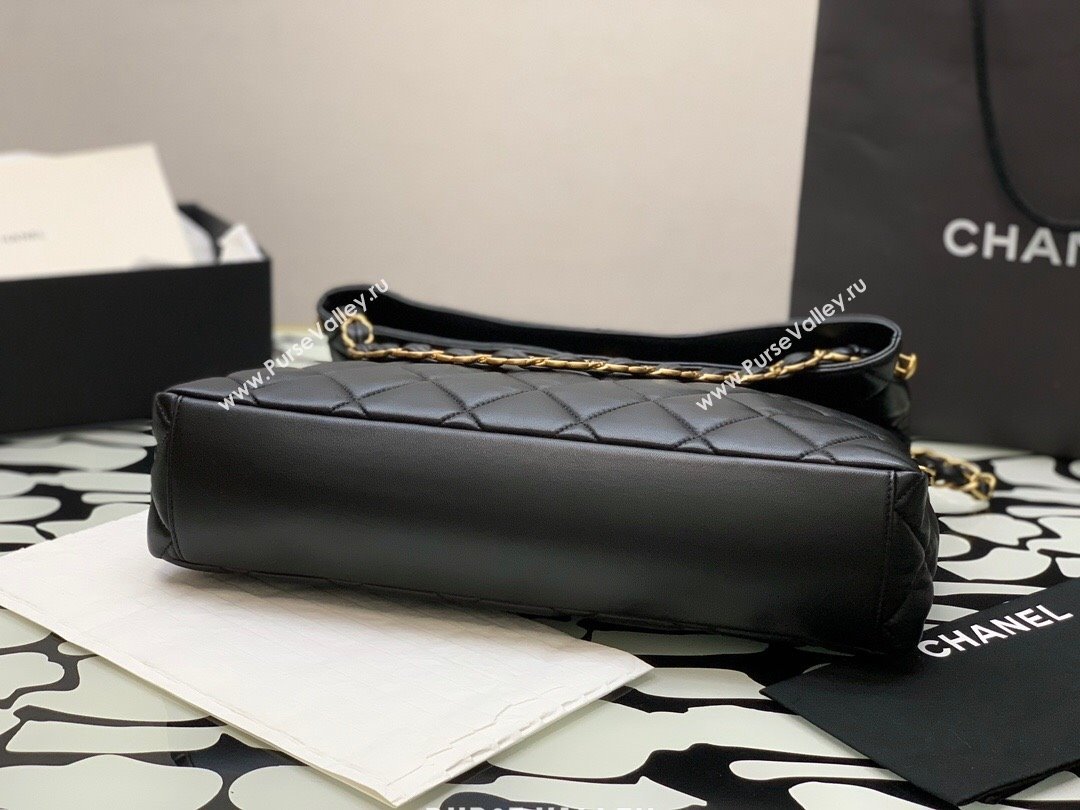 Chanel Folded Leather Maxi Hobo Bag Black 2024 (YEZI-24032203)