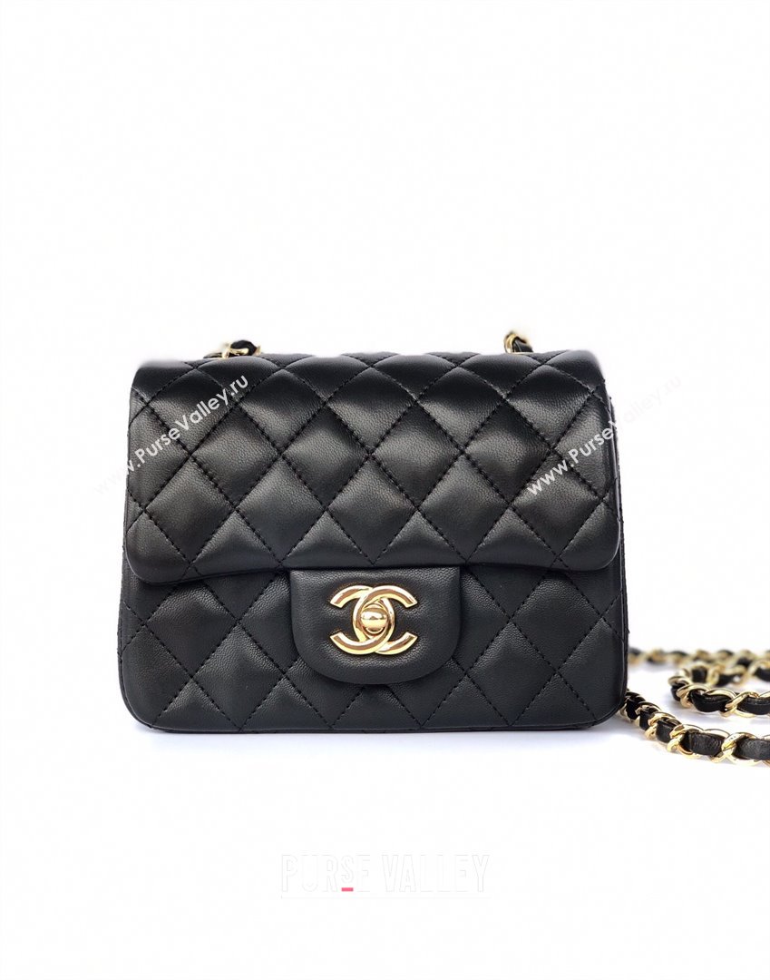 Chanel Lambskin Mini Square Classic Flap Bag A01115 Black/Gold 2024 (YUND-24070211)