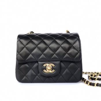 Chanel Lambskin Mini Square Classic Flap Bag A01115 Black/Gold 2024 (YUND-24070211)