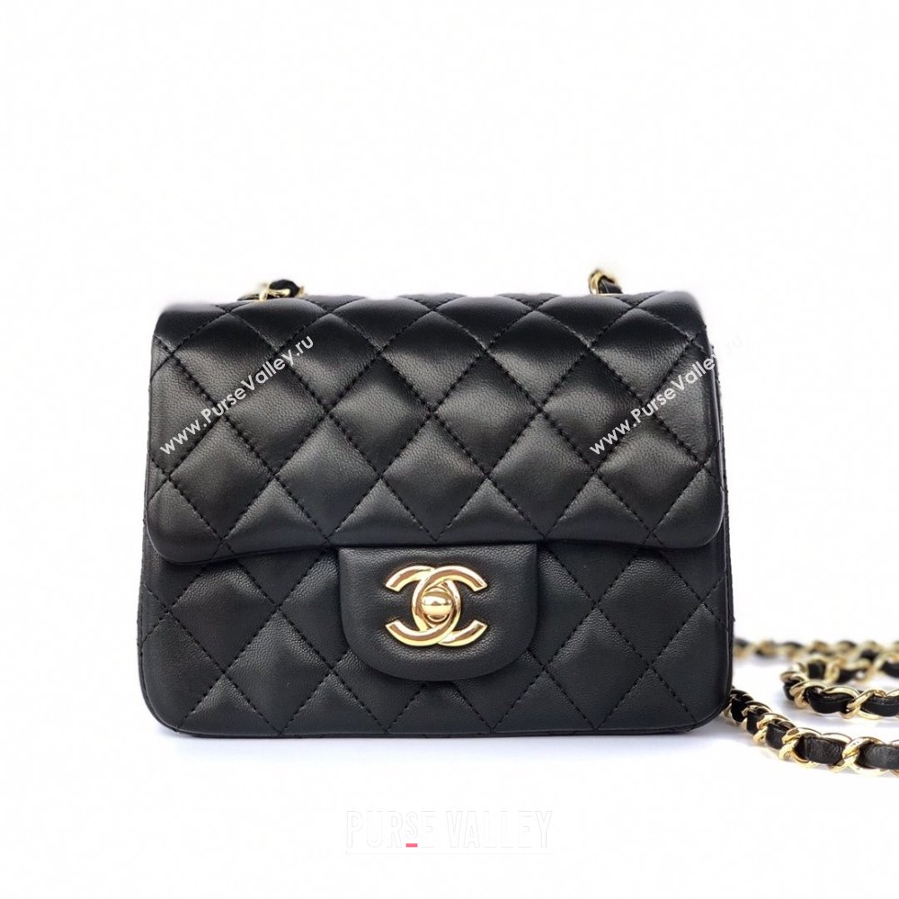 Chanel Lambskin Mini Square Classic Flap Bag A01115 Black/Gold 2024 (YUND-24070211)