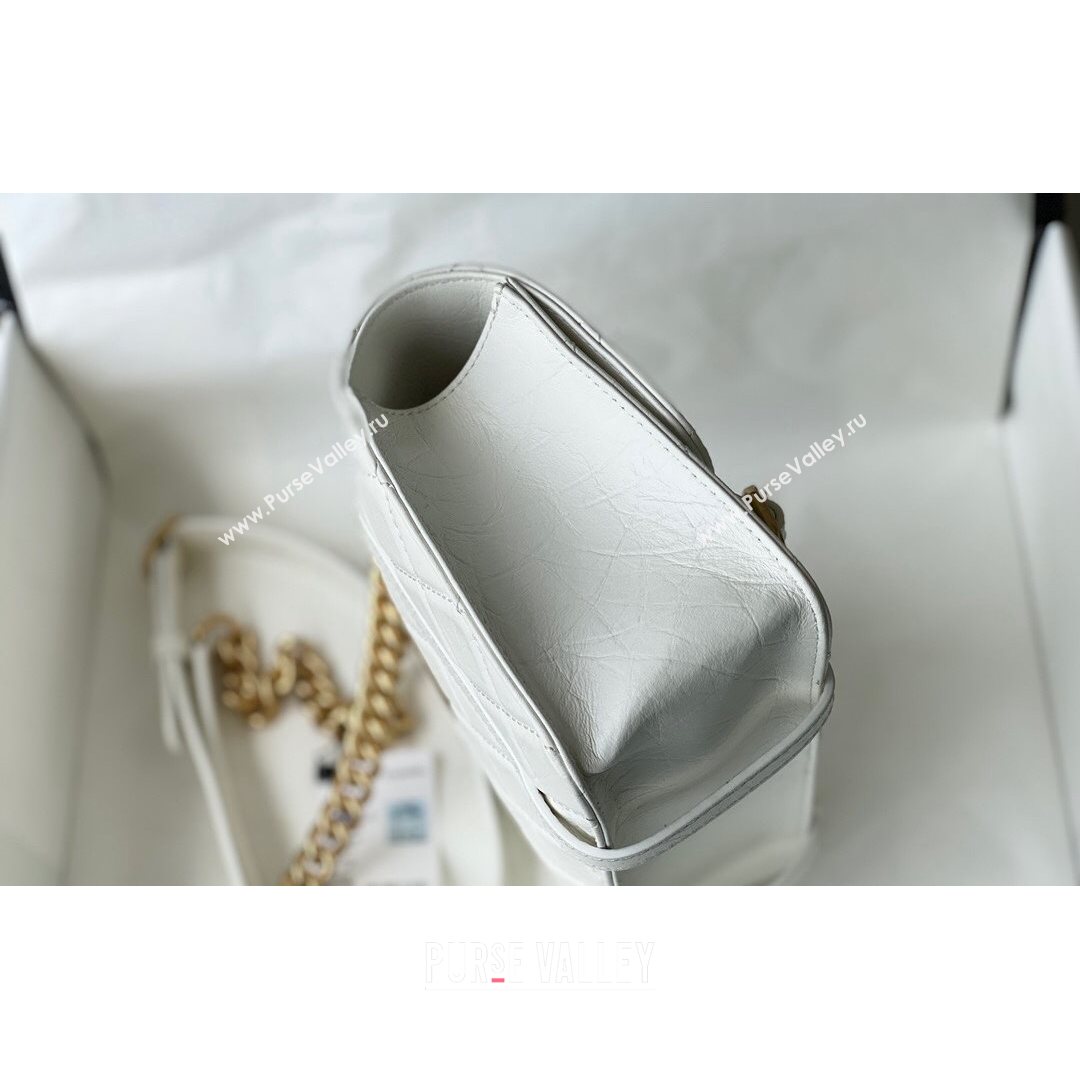 Chanel Aged Calfskin Messenger Flap Bag AS2696 White/Gold 2021 (SM-21082738)