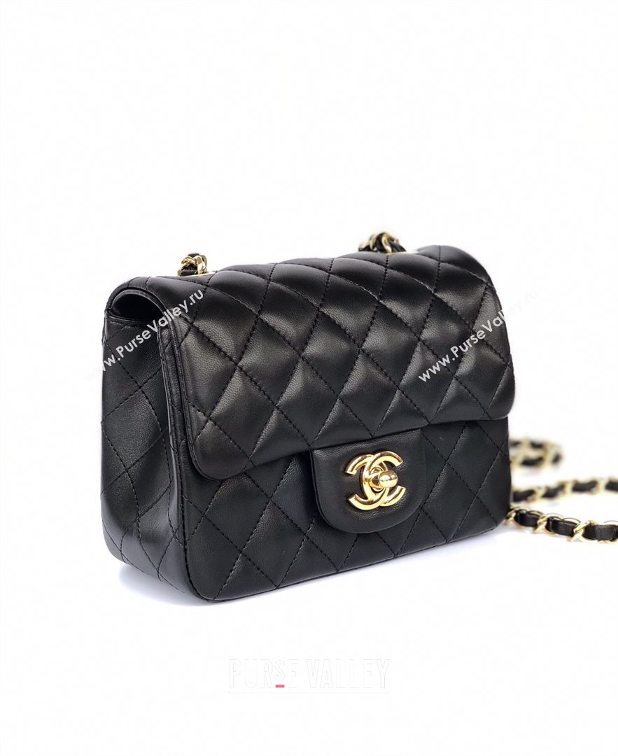 Chanel Lambskin Mini Square Classic Flap Bag A01115 Black/Gold 2024 (YUND-24070211)