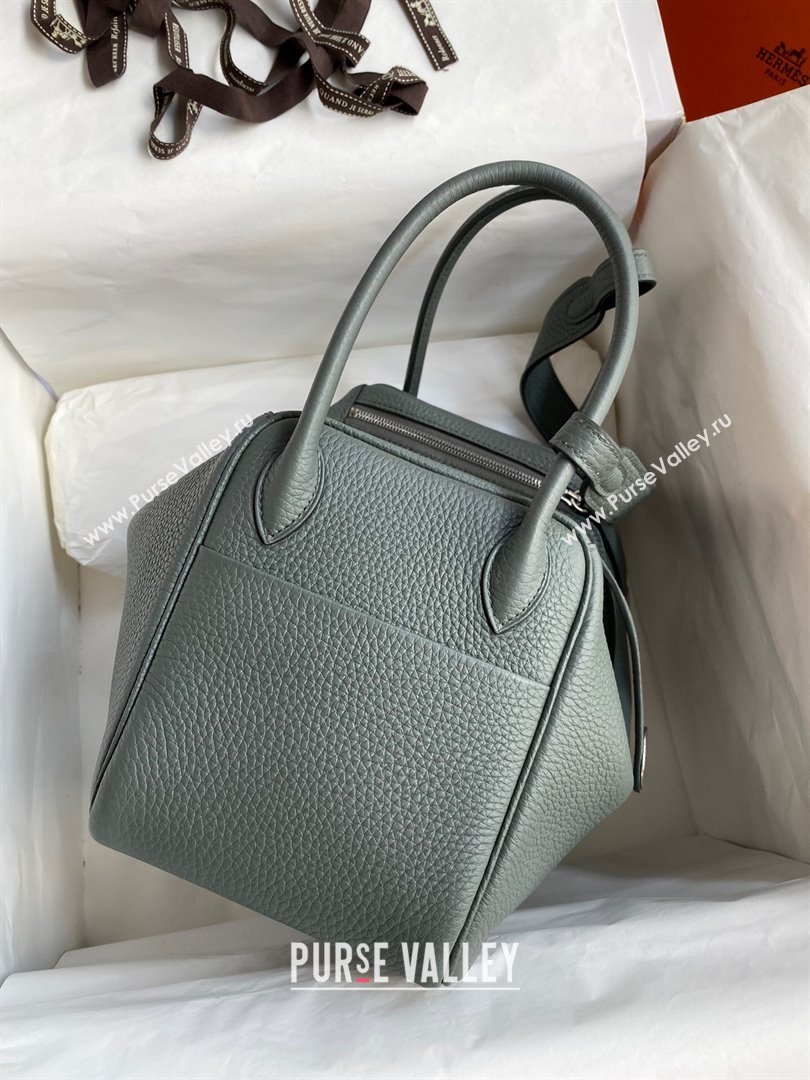 Hermes Lindy 26/30 Bag in Original Taurillon Clemence Leather Almond Green/Silver 2024(Full Handmade) (XYA-24051505)