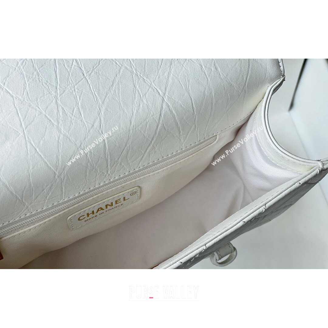 Chanel Aged Calfskin Messenger Flap Bag AS2696 White/Gold 2021 (SM-21082738)